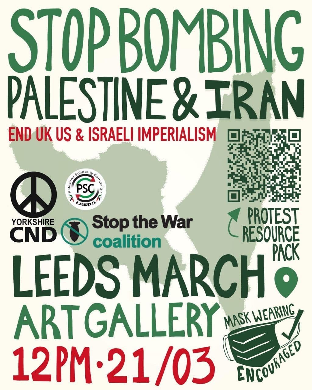 STOP BOMBING PALESTINE & IRAN