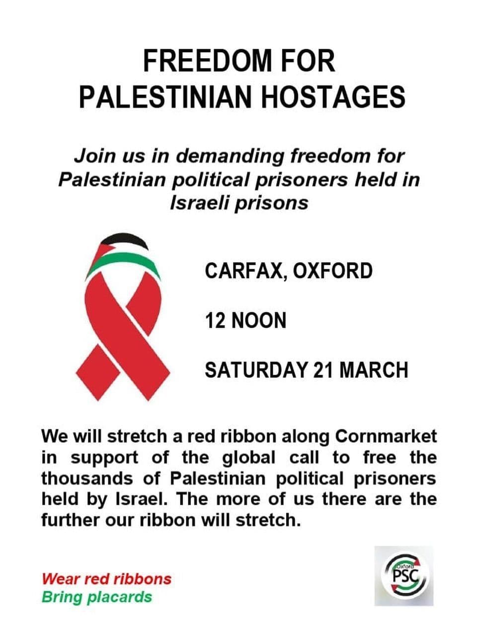 FREEDOM FOR PALESTINIAN HOSTAGES