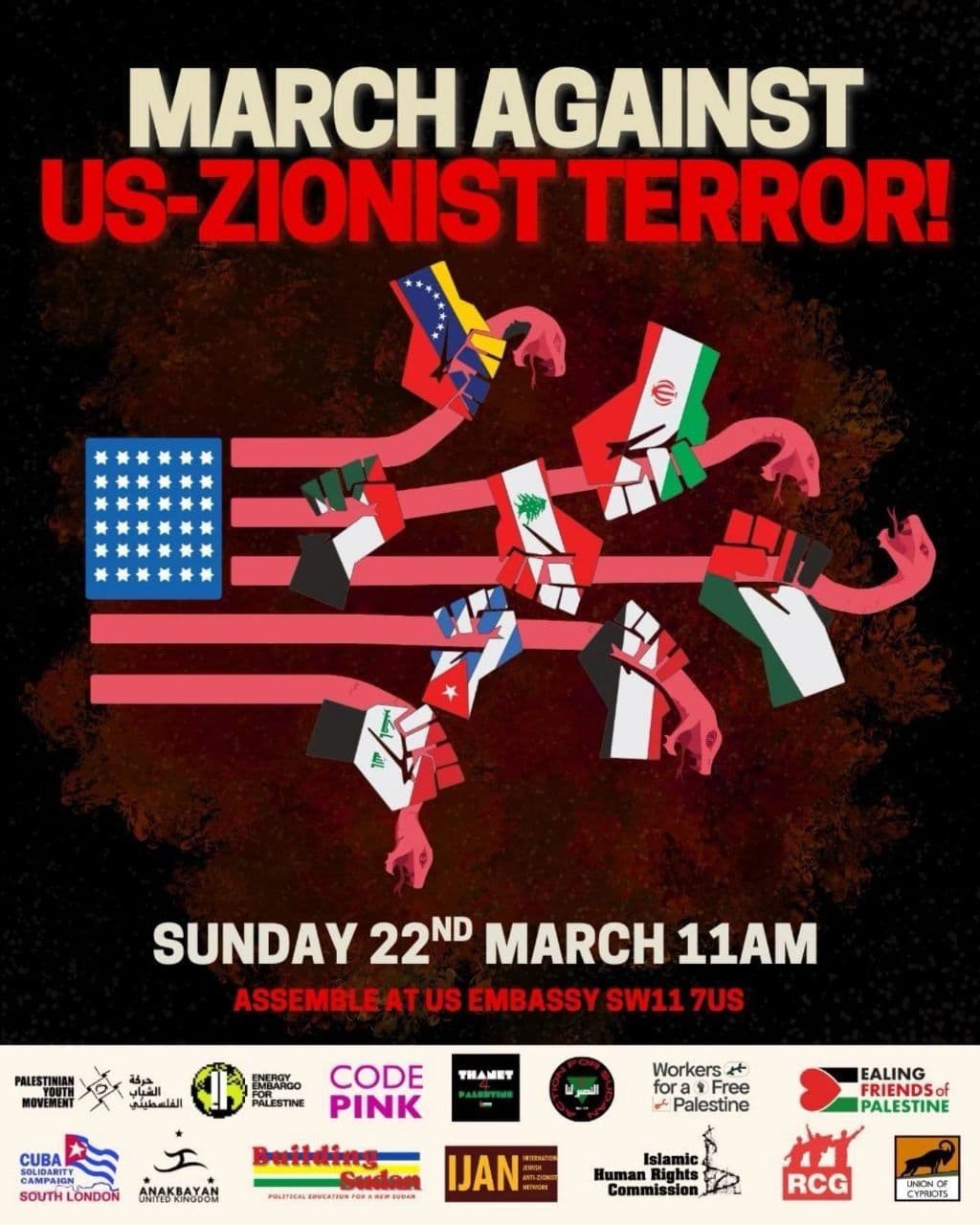 MARCH AGAINST US-ZIONIST TERROR!
