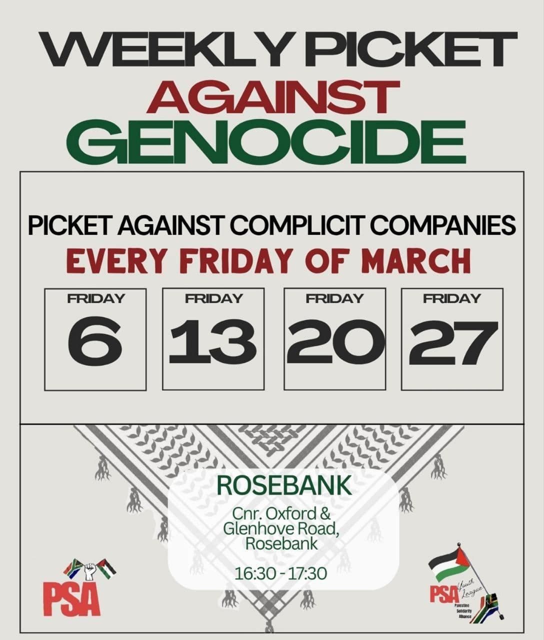 WEEKLY PICKET AGAINST GENOCIDE