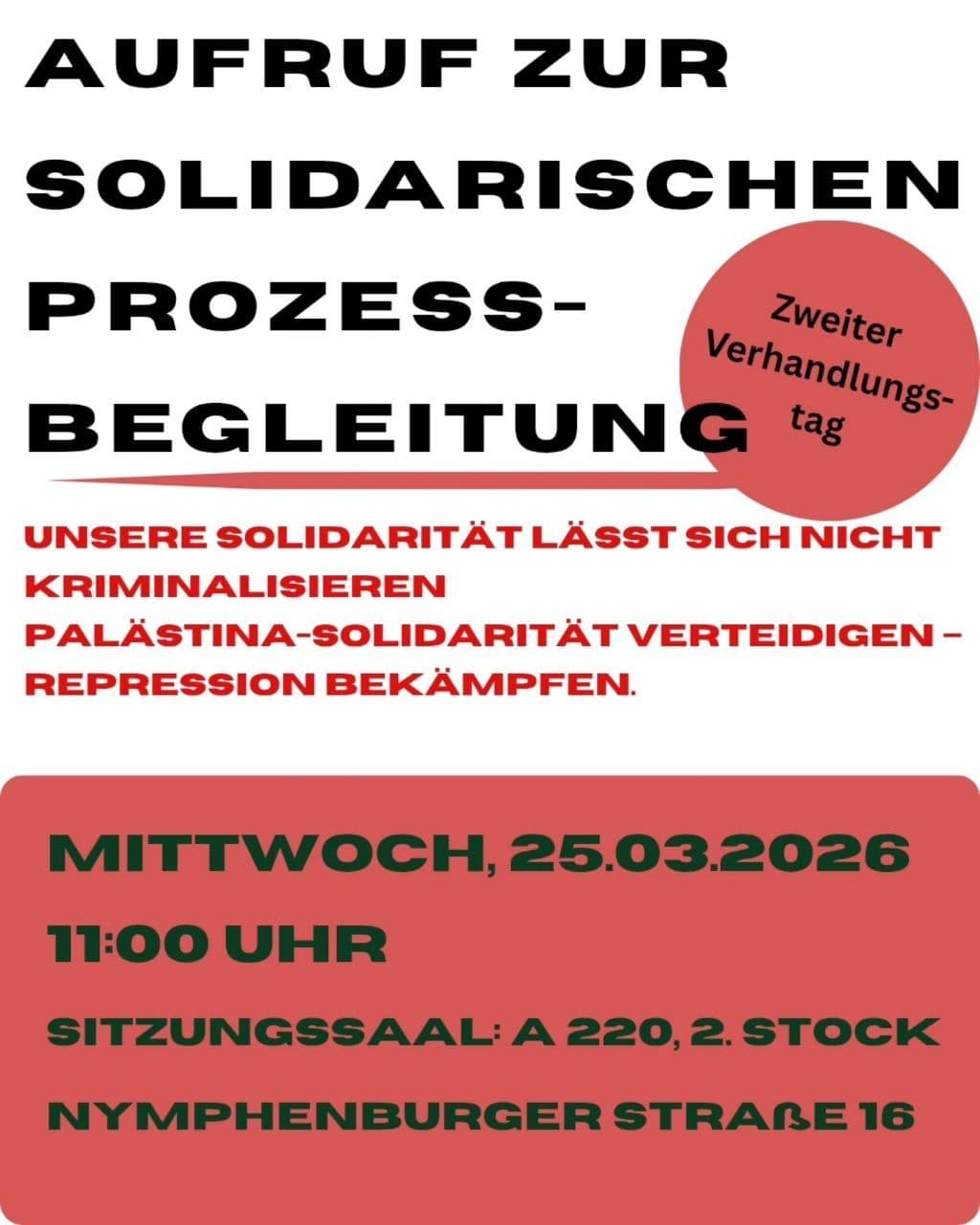 AUFRUF ZUR SOLIDARISCHEN PROZESS BEGLEITUNG