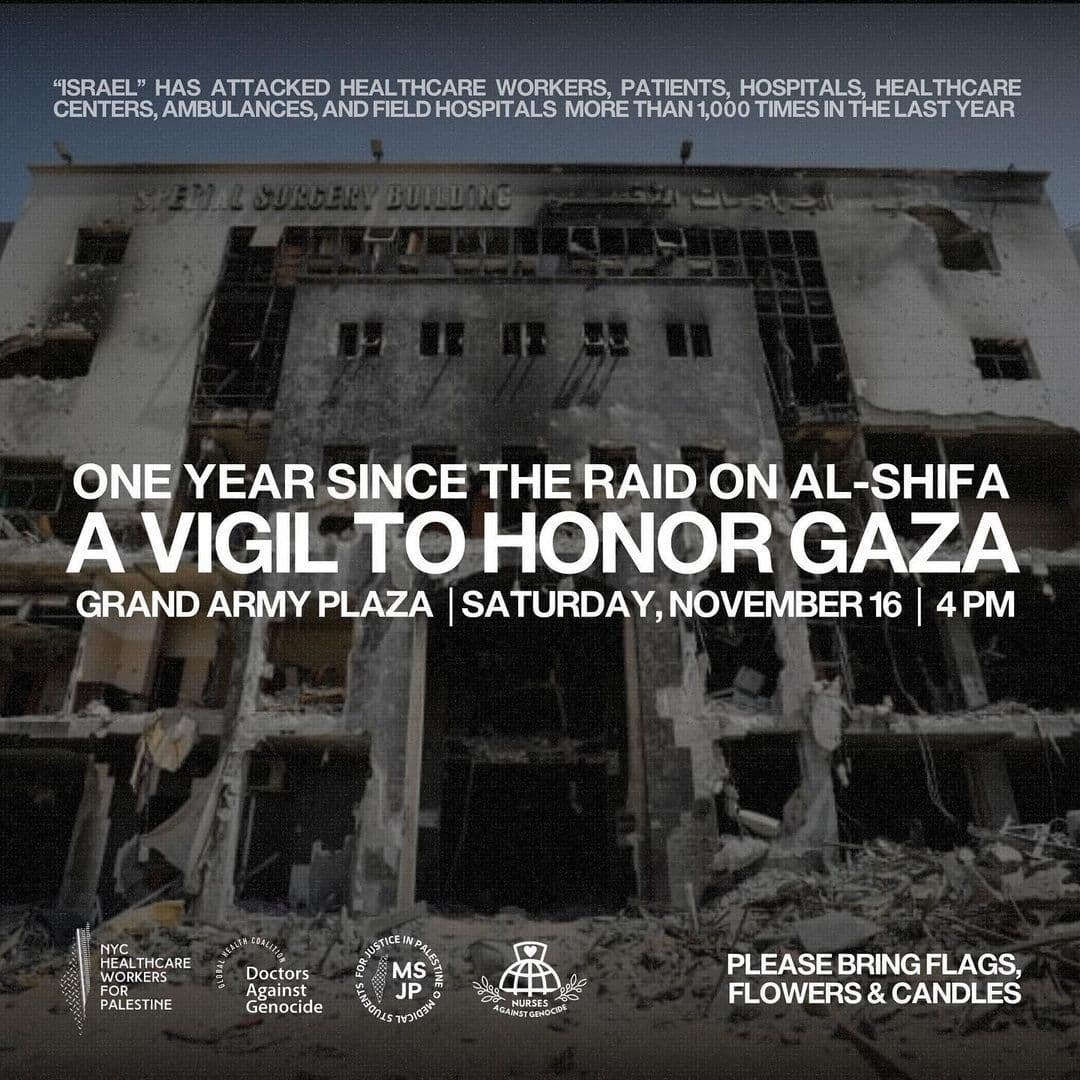 ONE YEAR SINCE THE RAID ON AL-SHIFA A VIGIL TO HONOR GAZA