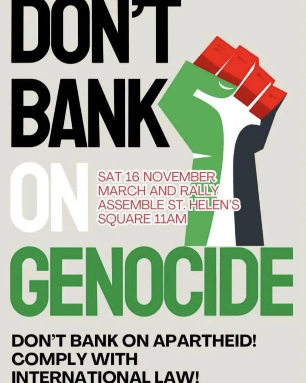 DON'T BANK GENOCIDE