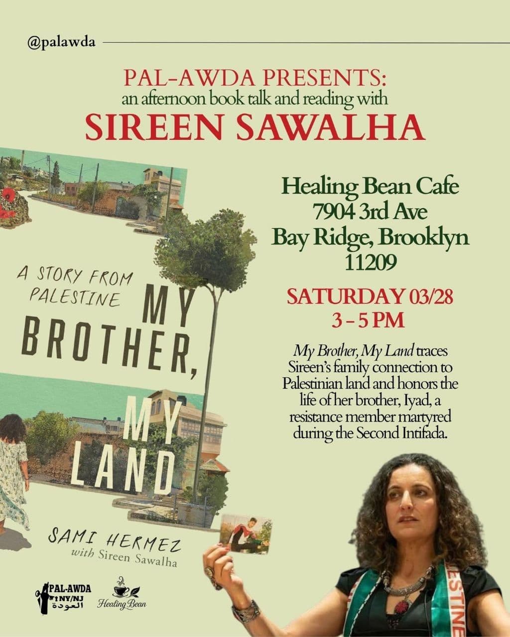 PAL-AWDA PRESENTS: an afternoon book talk and reading with SIREEN SAWALHA