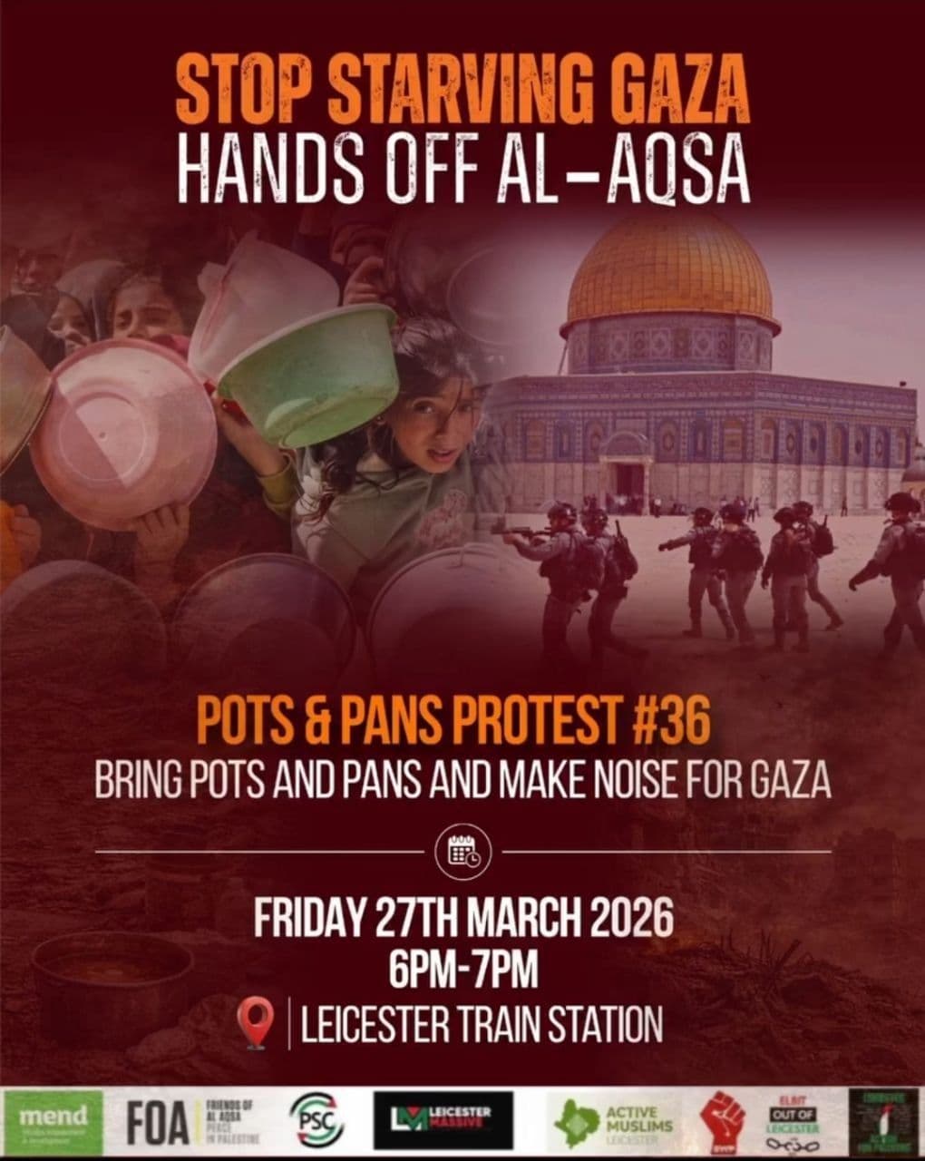 STOP STARVING GAZA HANDS OFF AL-AOSA
