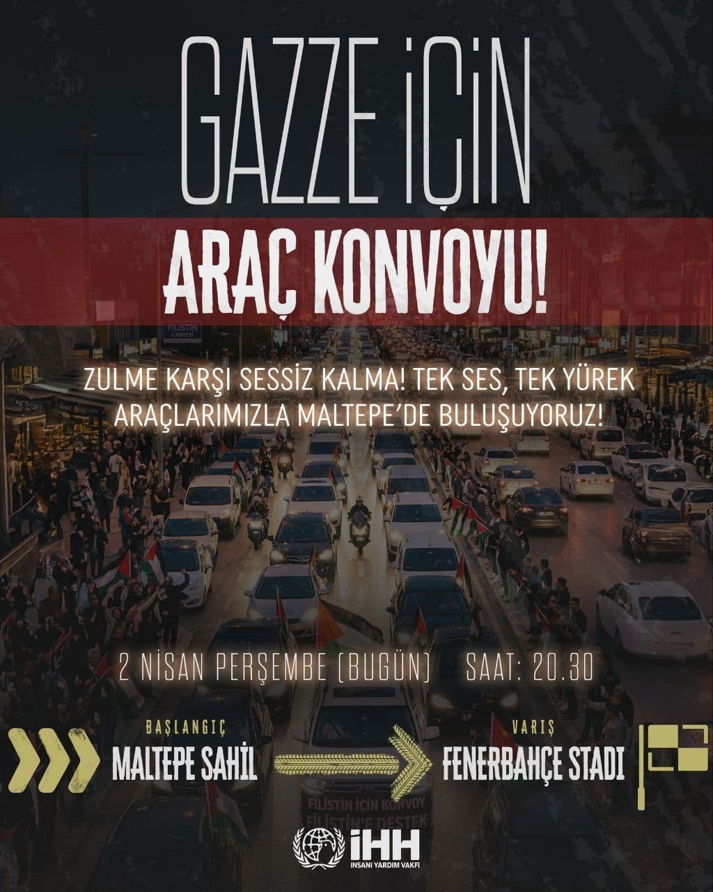 GAZZE icIN ARAC KONVOYU!