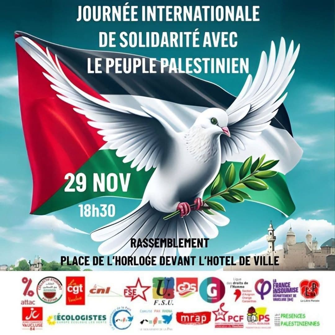 JOURNÉE INTERNATIONALE DE SOLIDARITÉ AVEC LE PEUPLE PALESTINIEN