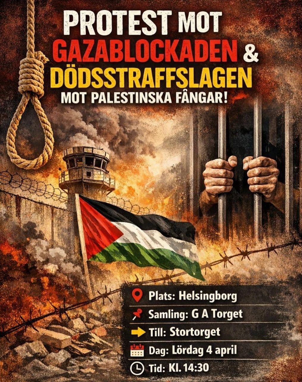 PROTEST MOT GAZABLOCKADEN & DÖDSSTRAFFSLAGEN