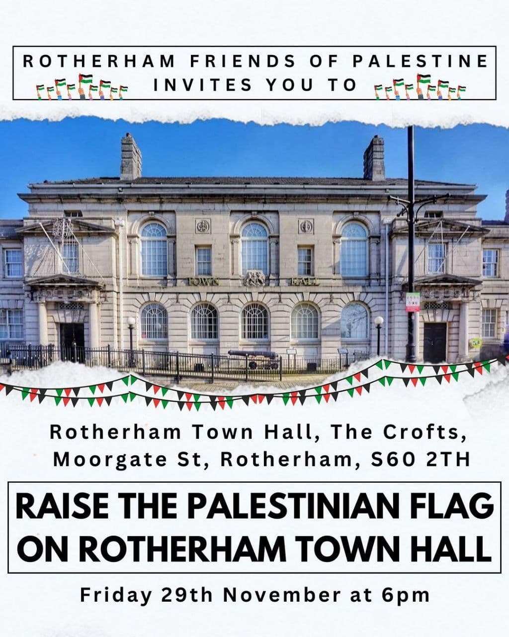 RAISE THE PALESTINIAN FLAG ON ROTHERHAM TOWN HALL