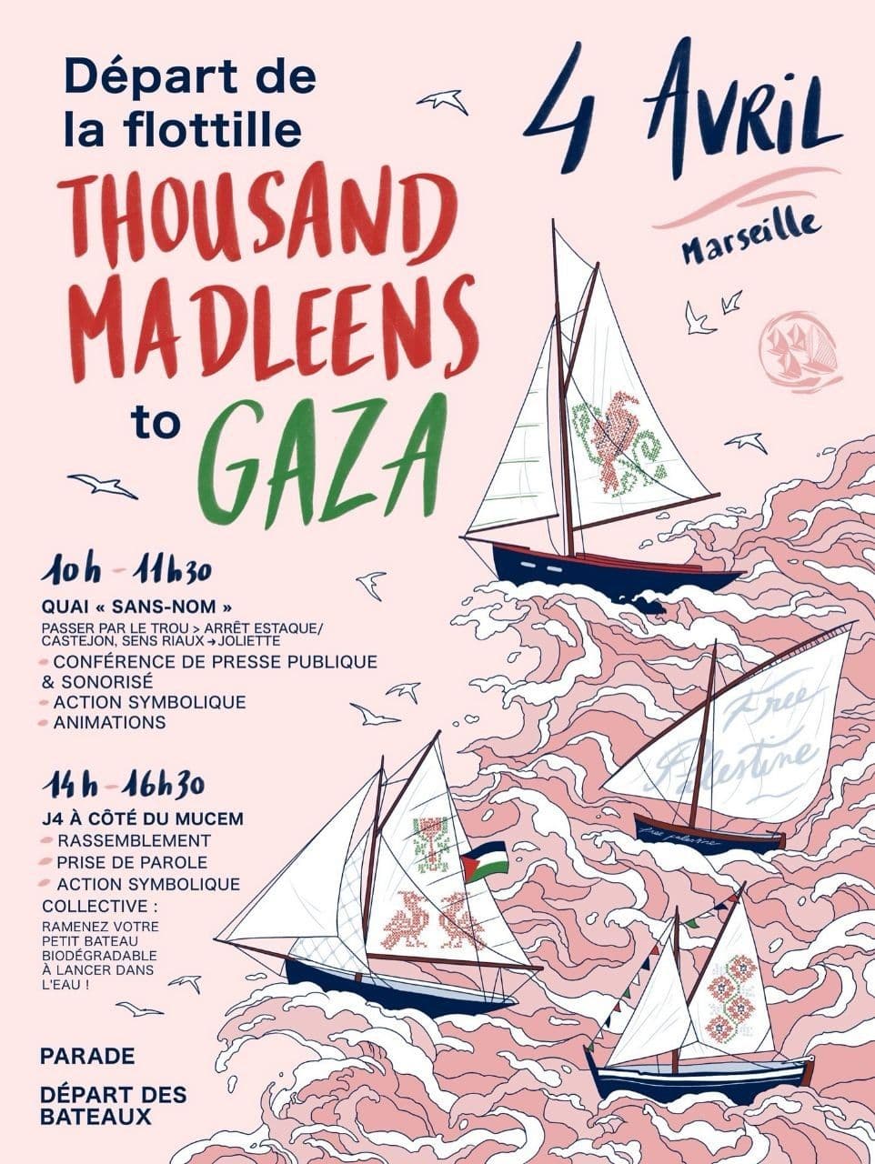 Départ de la flottille THOUSAND MADLEENS to GAZA