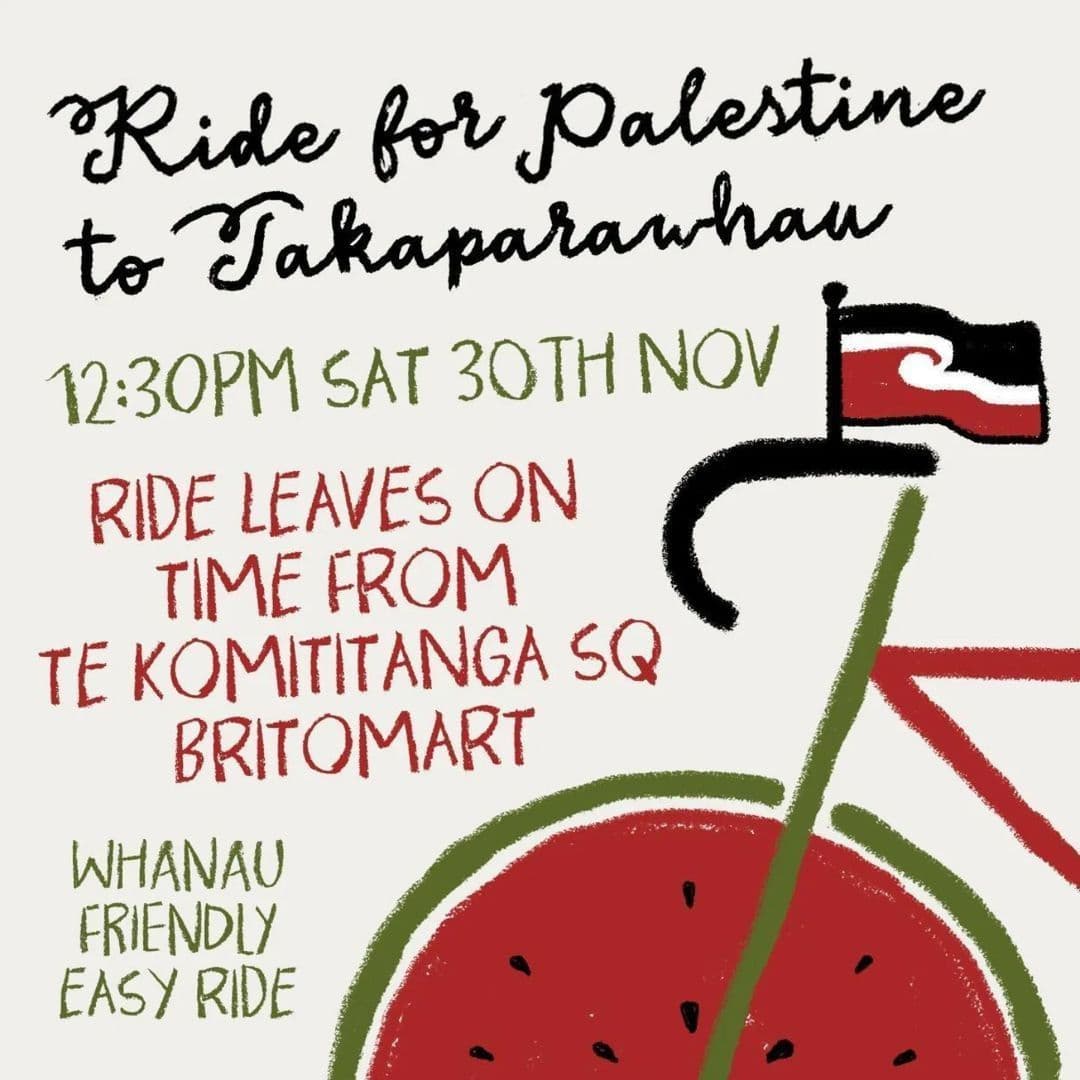 Ride for palestine to takaparawhau