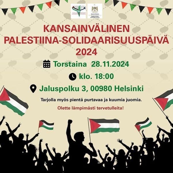 KANSAINVÄLINEN PALESTIINA-SOLIDAARISUUSPÄIVÄ 2024