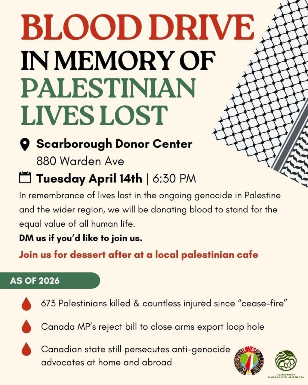 BLOOD DRIVE IN MEMORY OF PALESTINIAN LIVES LOST