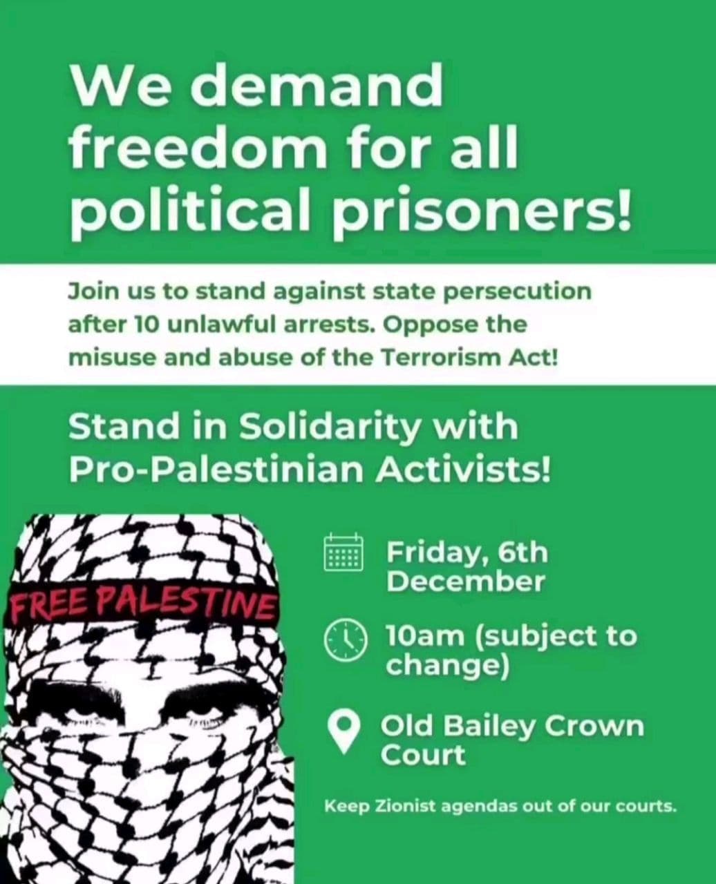 We demand freedom for all political prisoners!