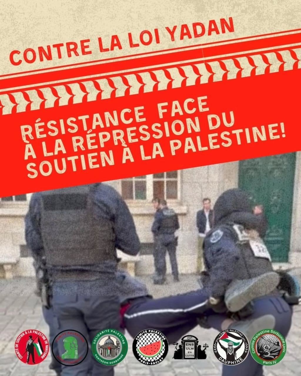 RÉSISTANCE FACE À LA RÉPRESSION DU SOUTIEN À LA PALESTINE!