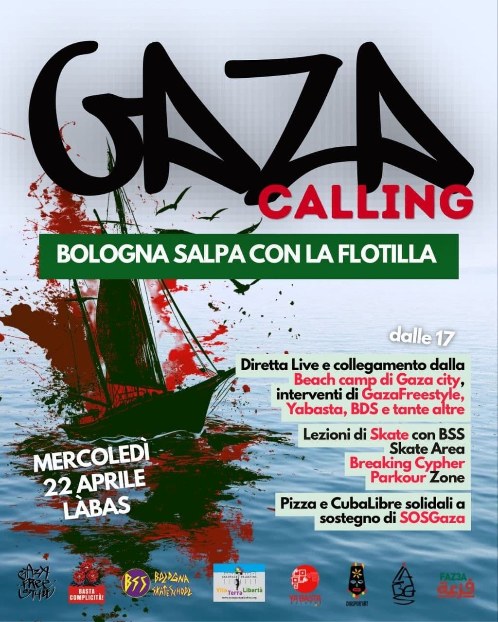 GAZA CALLING BOLOGNA SALPA CON LA FLOTILLA