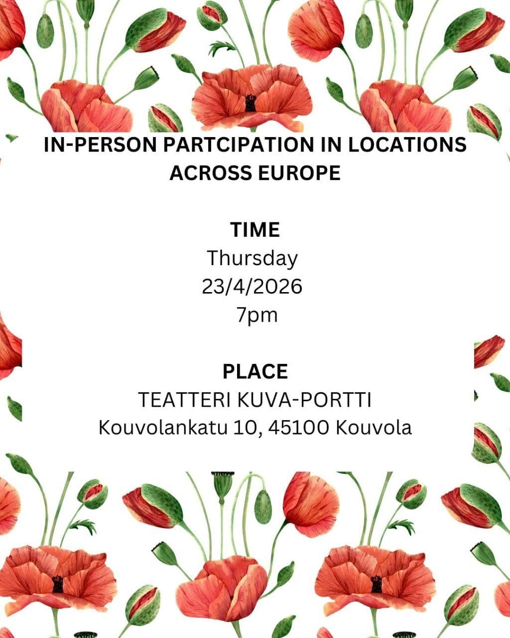 IN-PERSON PARTCIPATION IN LOCATIONS ACROSS EUROPE