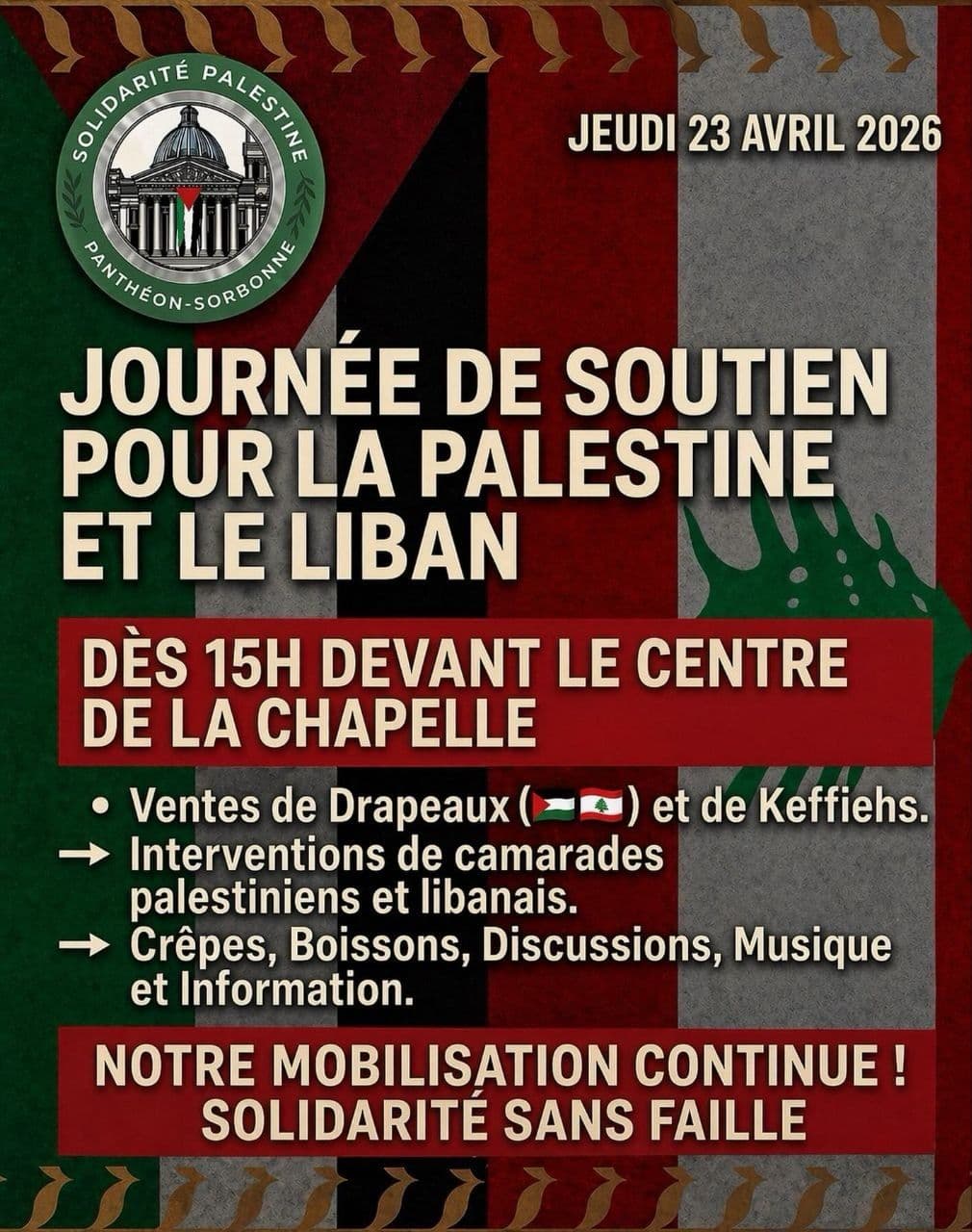 JOURNÉE DE SOUTIEN POUR LA PALESTINE ET LE LIBAN