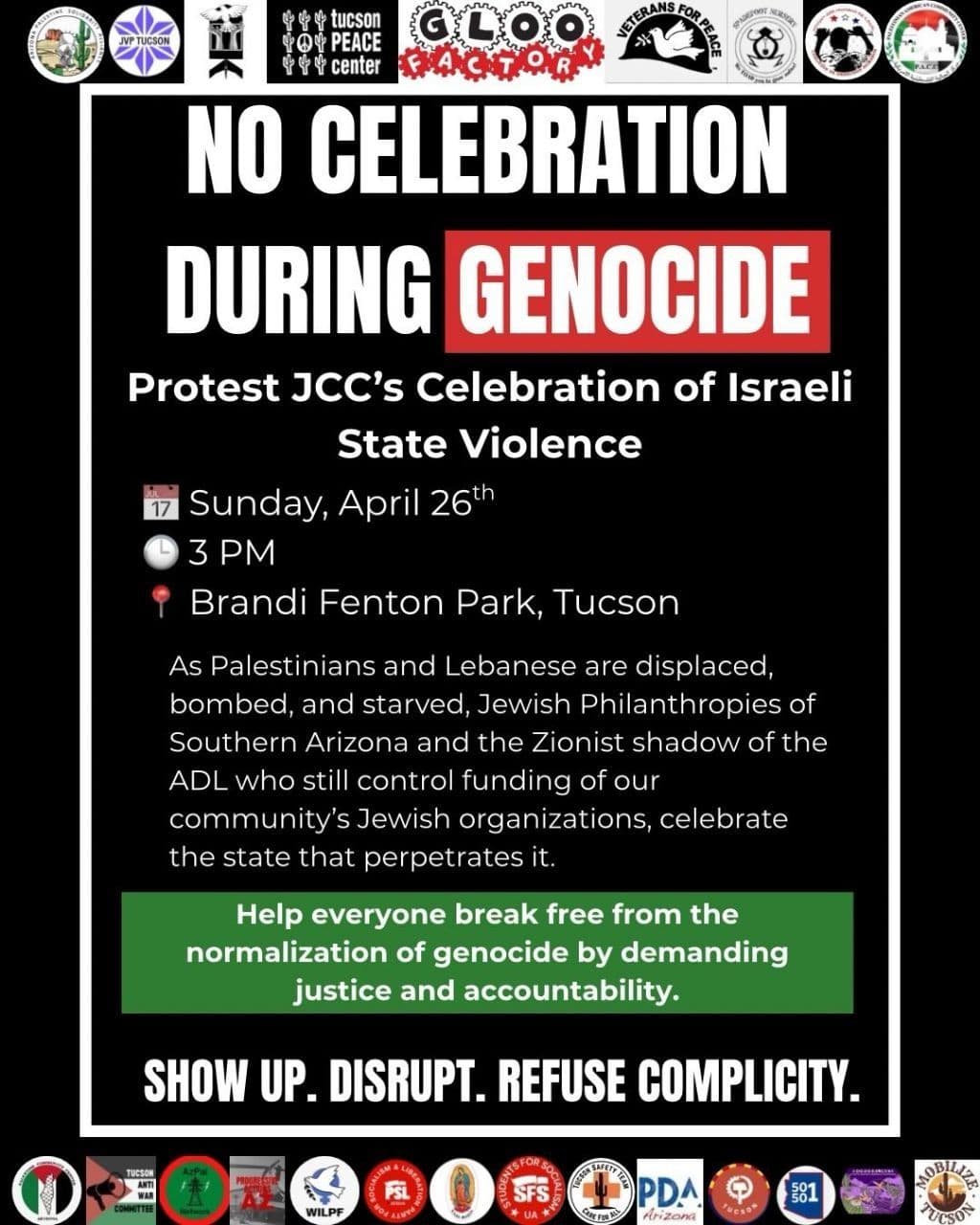 NO CELEBRATION DURING GENOCIDE