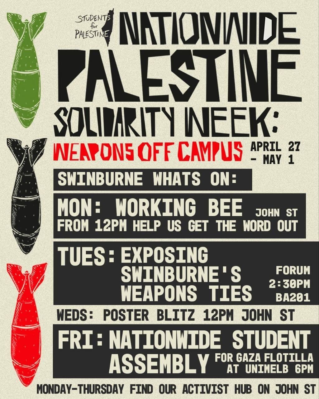 ANNOUNCING PALESTINE SOLIDARITY WEEK AT SWINBURNE 