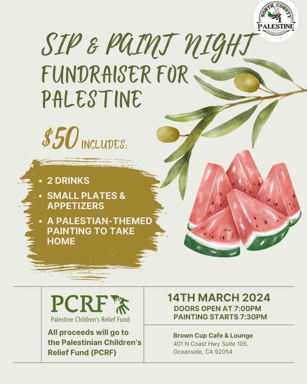SIP & PAINT NIGHT Fundraiser for Palestine 