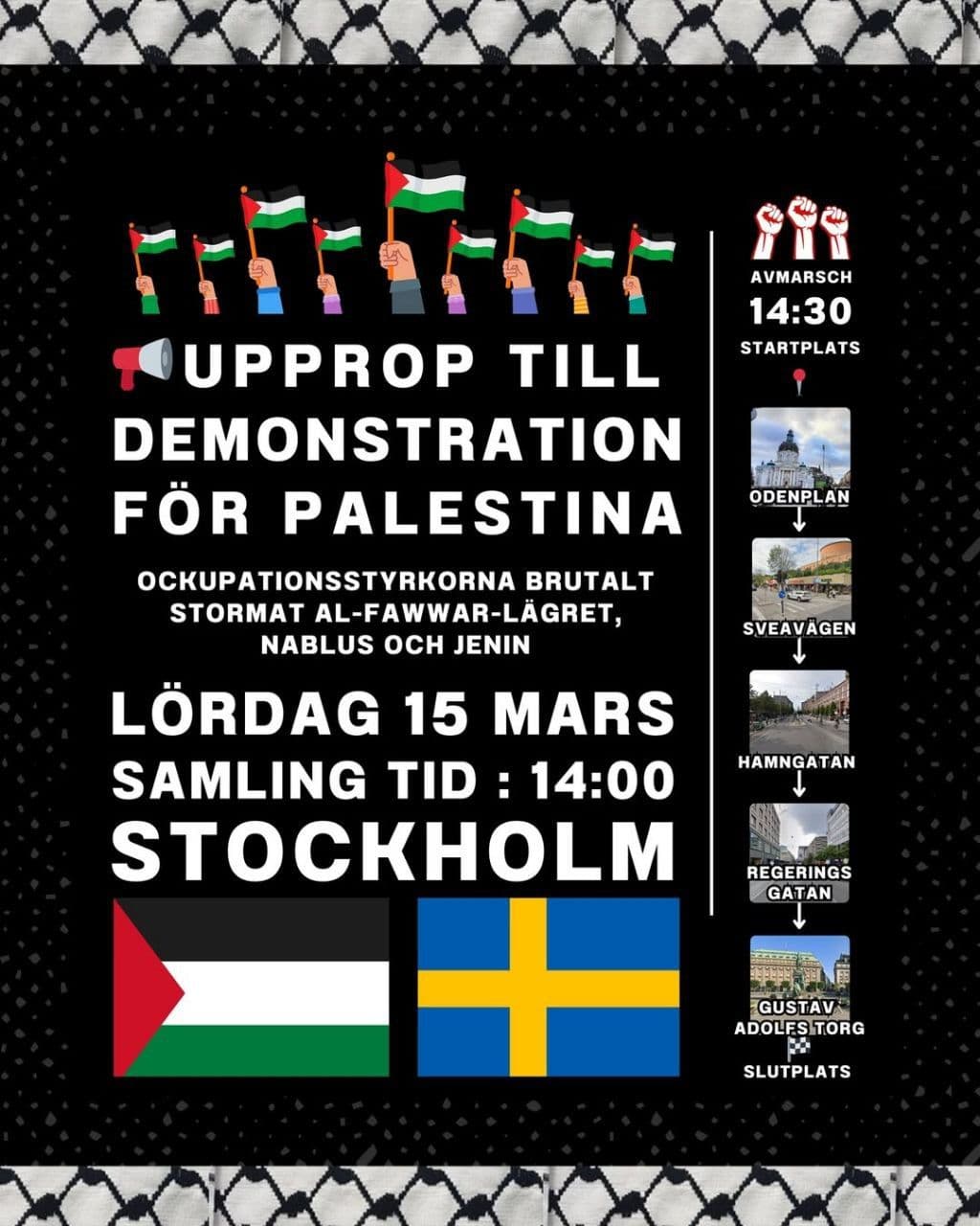 UPPROP TILL DEMONSTRATION FÖR PALESTINA