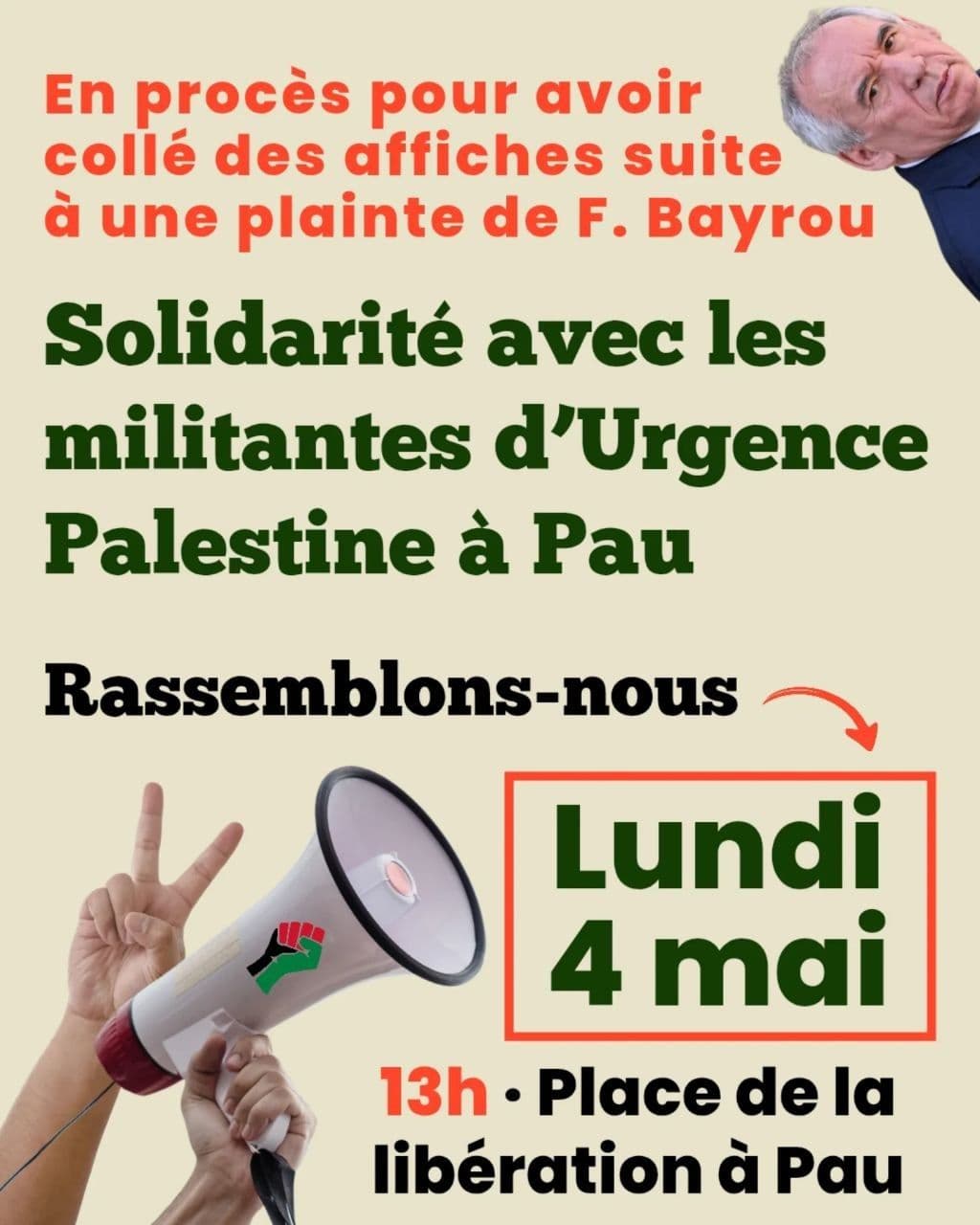 Solidarité avec les militantes d'Urgence Palestine à Pau