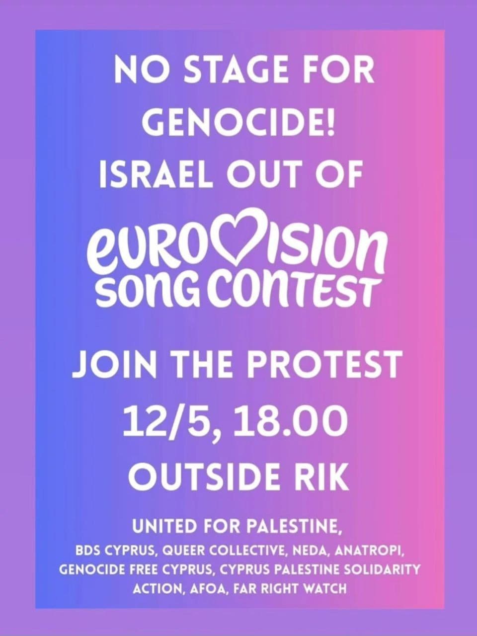 NO STAGE FOR GENOCIDE!