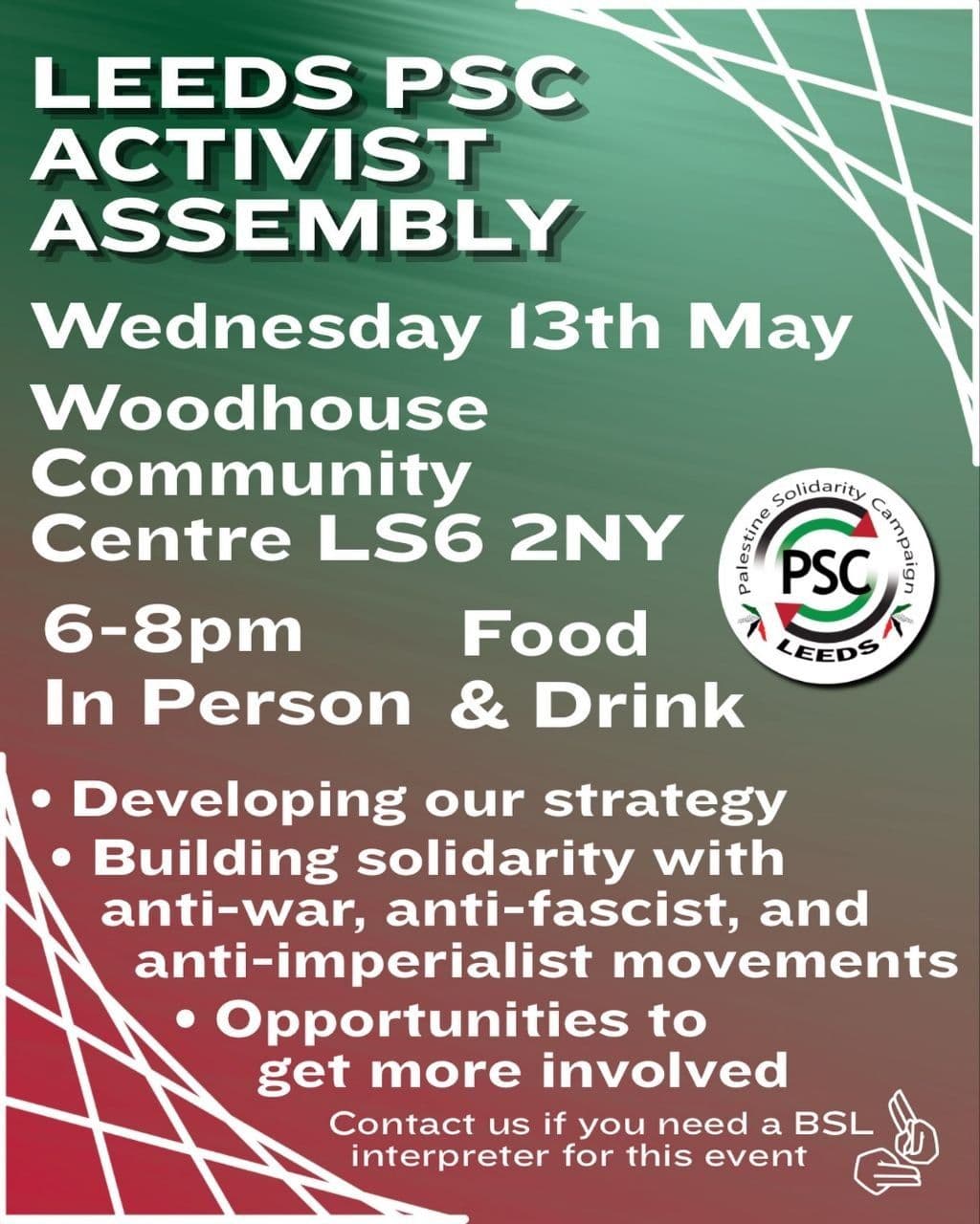 LEEDS PSC ACTIVIST ASSEMBLY