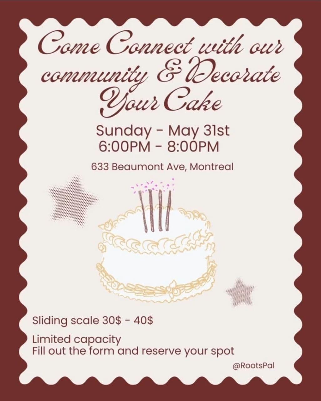 Come Connect with our community & Decorate Your Cake
