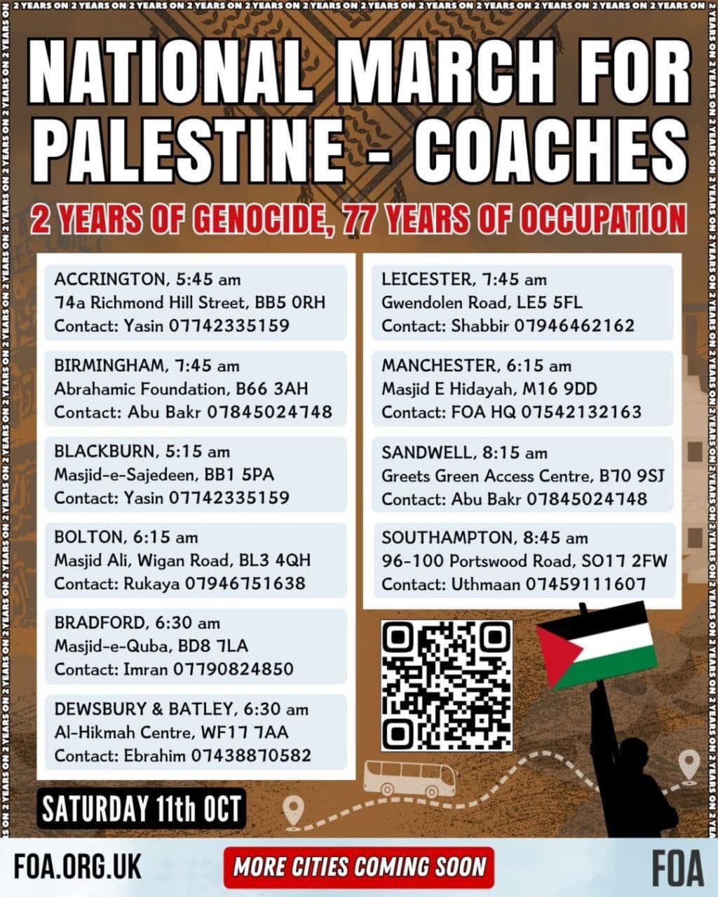 NATIONAL MARCH FOR PALESTINE - COACHES / MANCHESTER