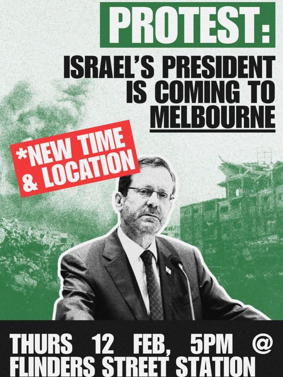 PROTEST: ISRAEL'S PRESIDENT IS COMING TO MELBOURNE