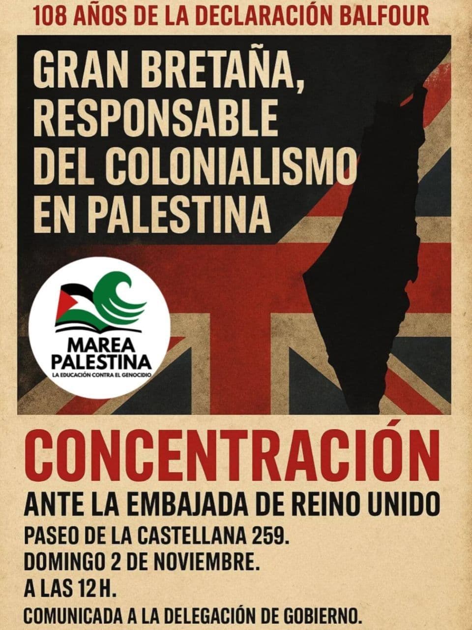 GRAN BRETAÑA, RESPONSABLE DEL COLONIALISMO EN PALESTINA