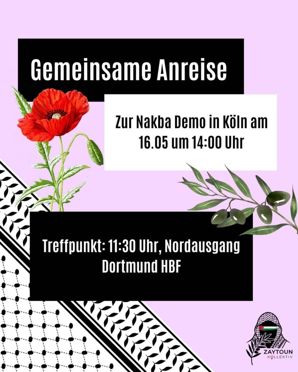 Gemeinsame Anreise Zur Nakba Demo in Köln