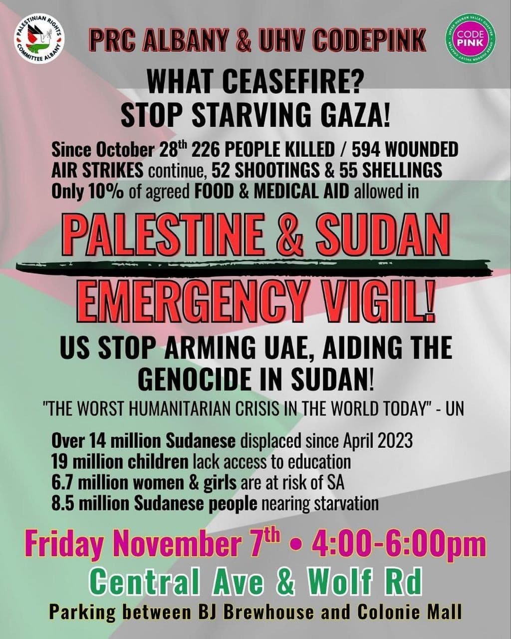 PALESTINE & SUDAN EMERGENCY VIGIL!