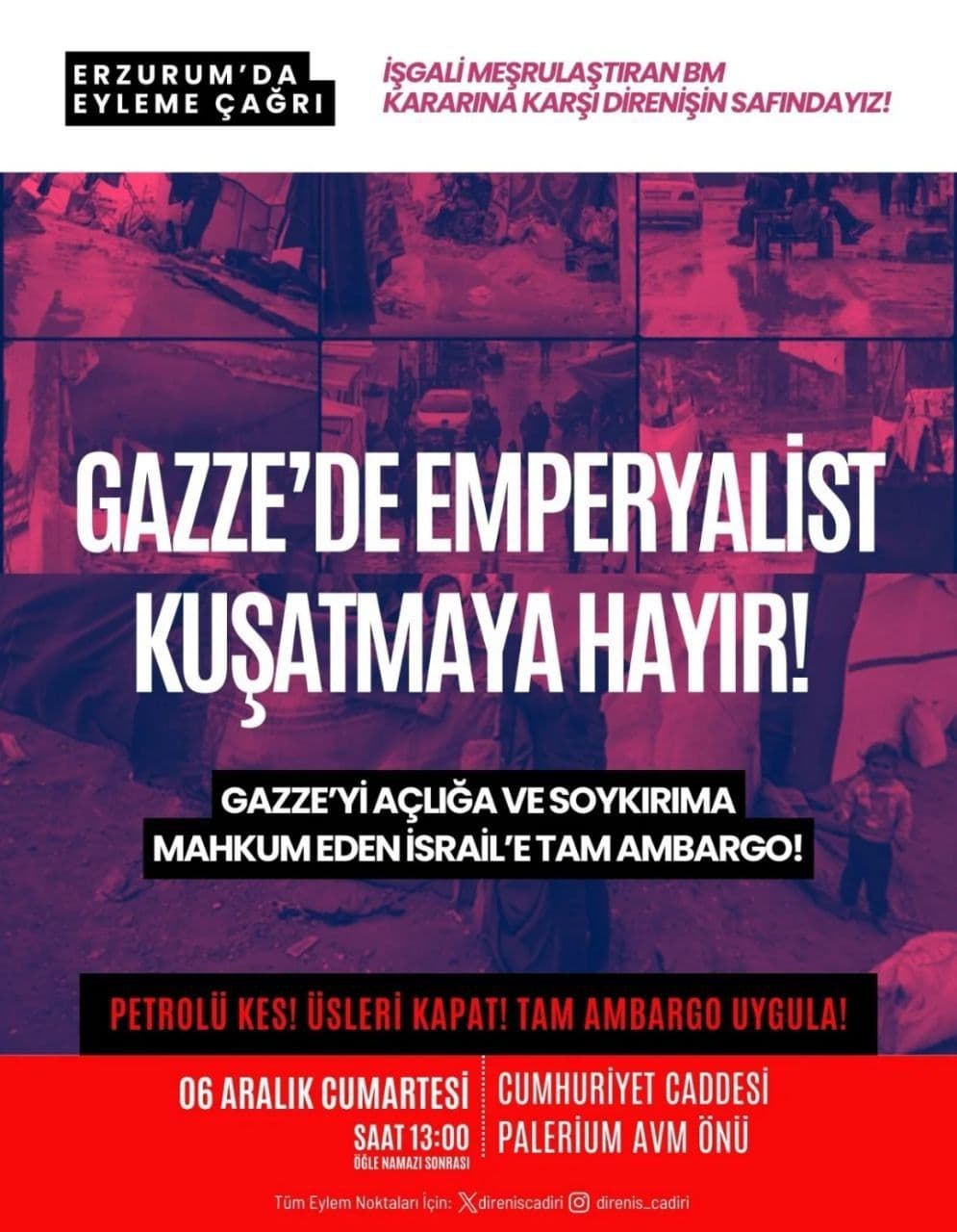 GAZZE' DE EMPERYALIST KUSATMAYA HAYIR!