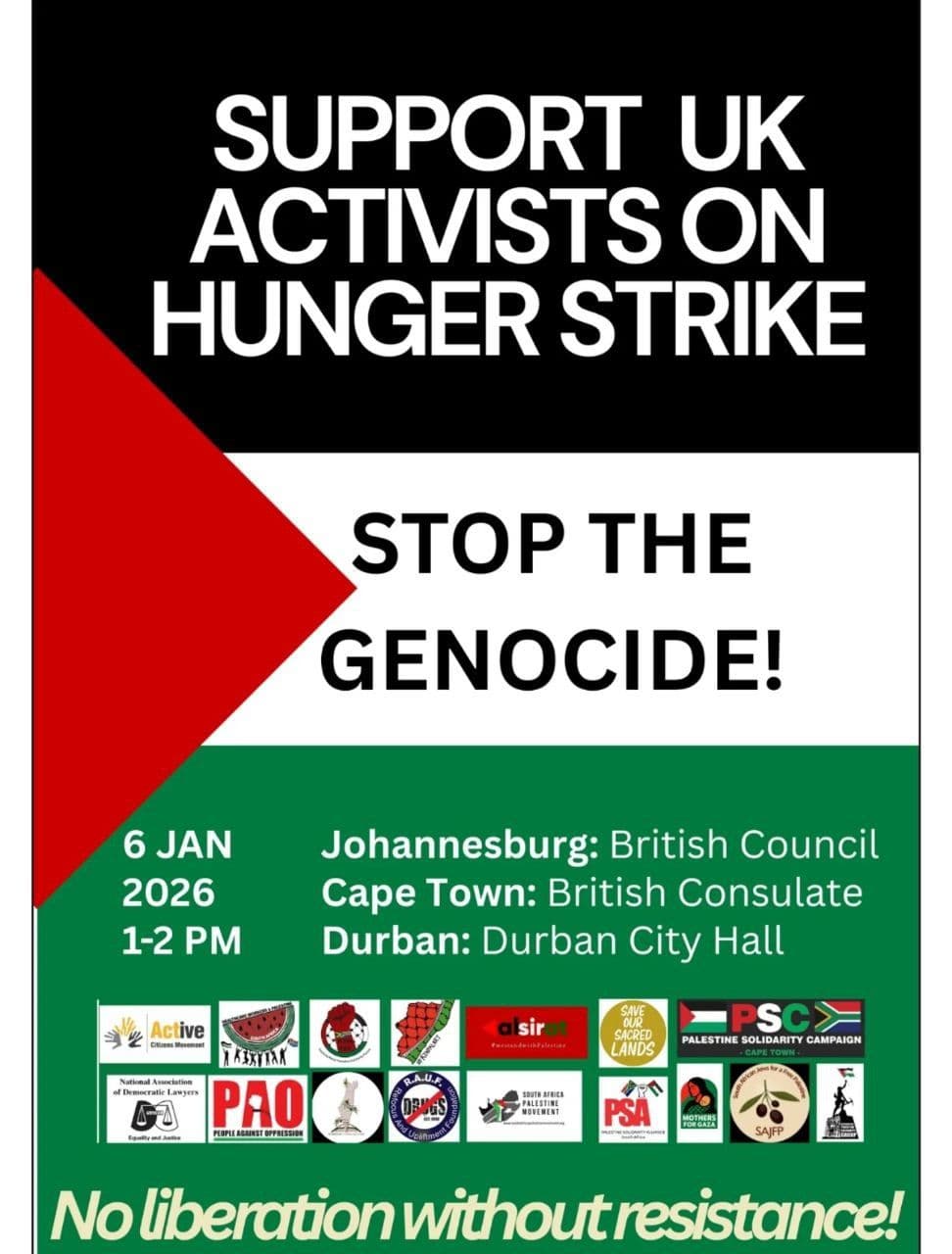 SUPPORT UK ACTIVISTS ON HUNGER STRIKE / Cape Town