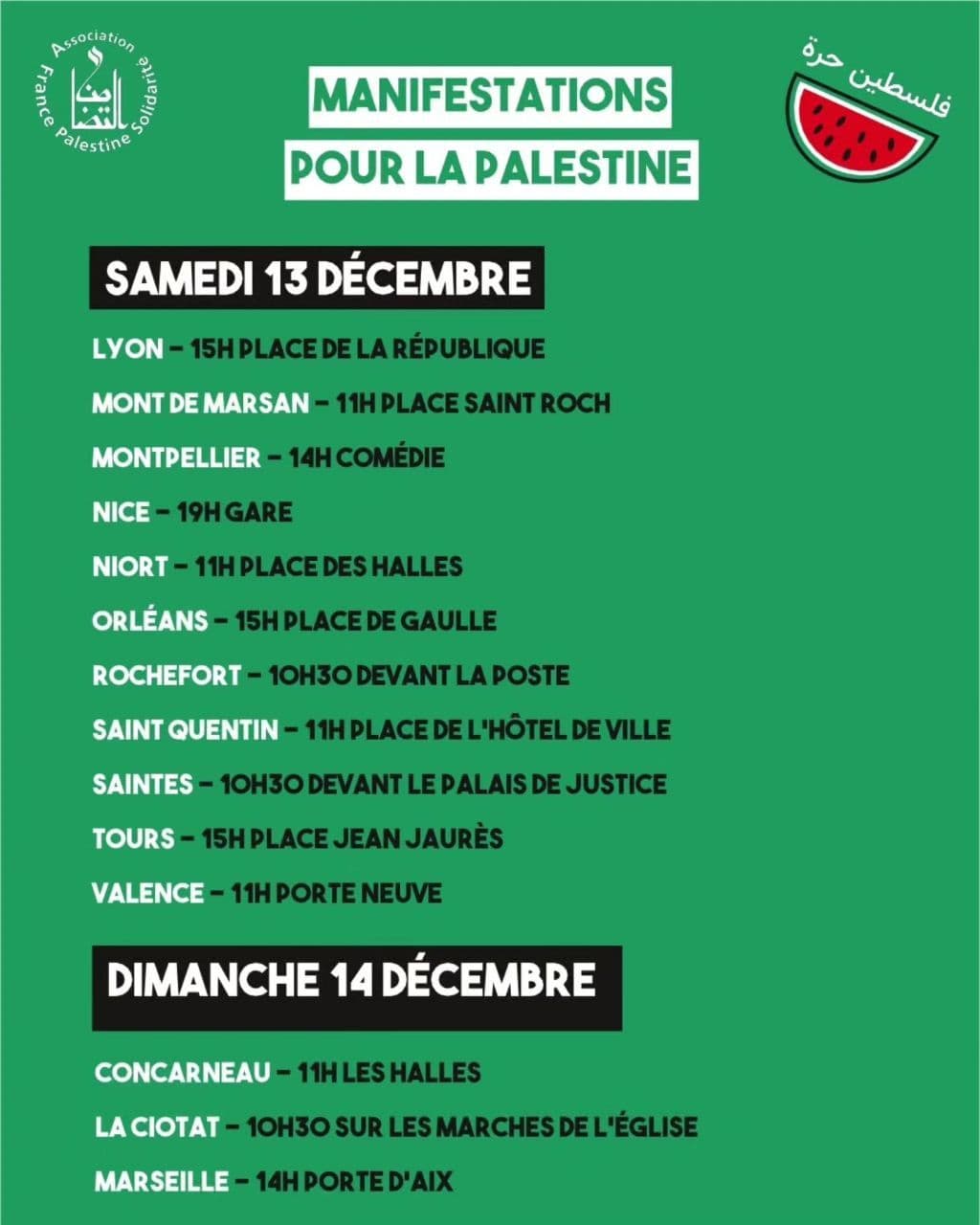 MANIFESTATIONS POUR LA PALESTINE / Tours