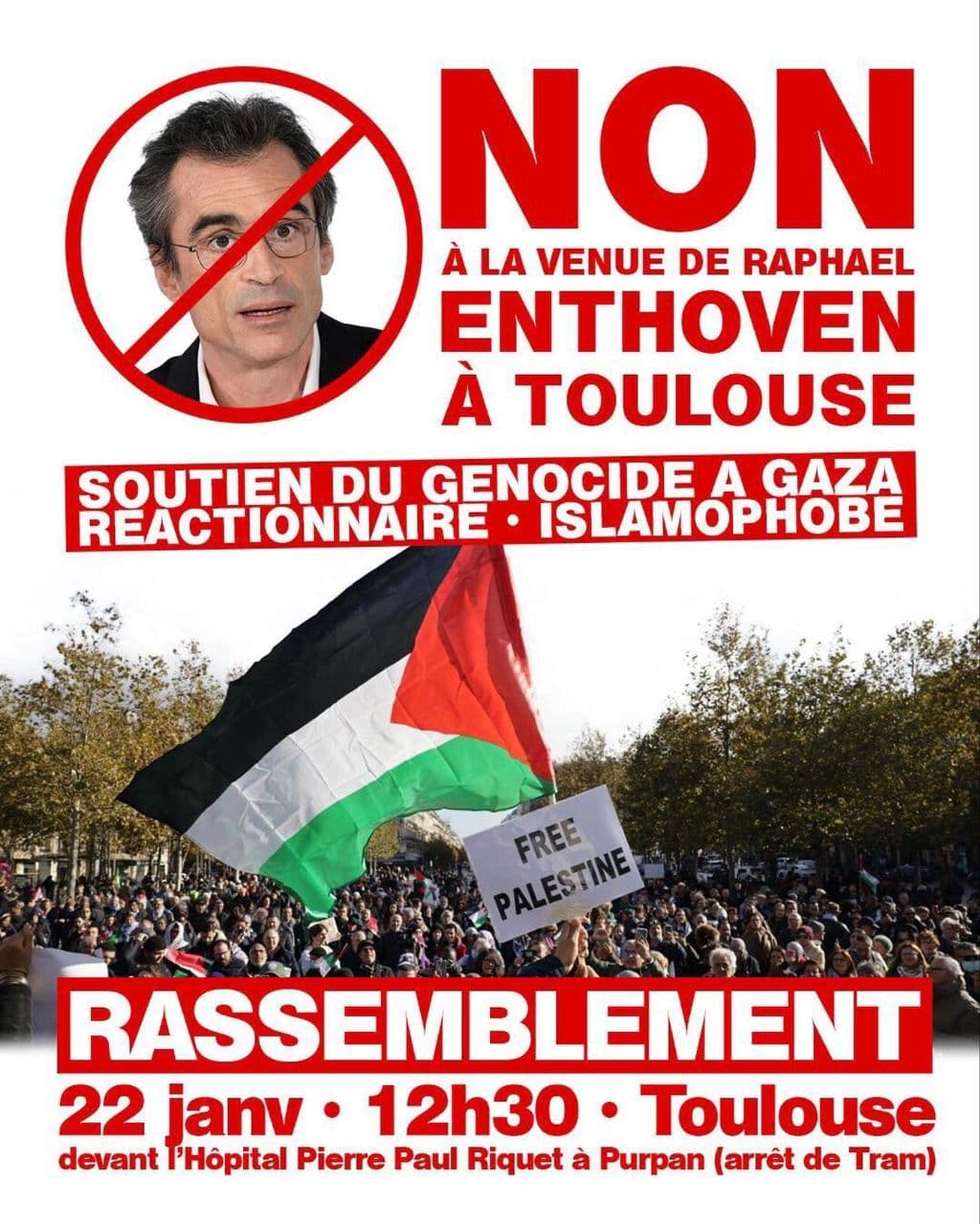 NON À LA VENUE DE RAPHAEL ENTHOVEN À TOULOUSE
