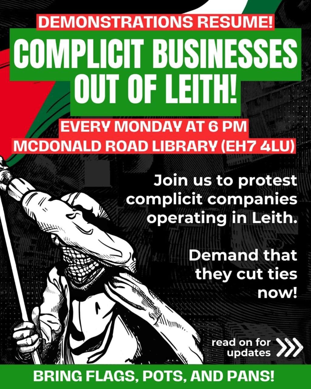 COMPLICIT BUSINESSES OUT OF LEITH!