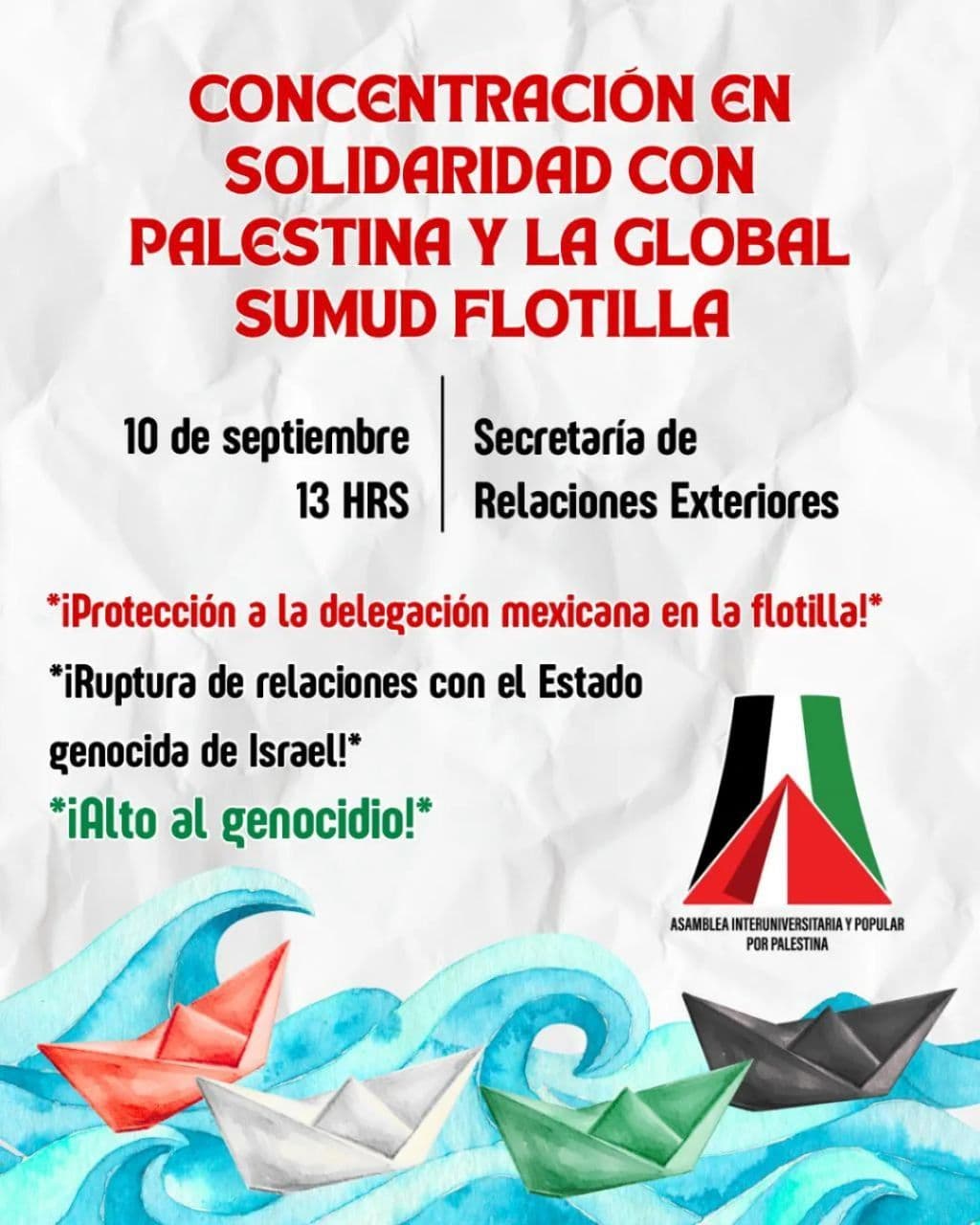 CONCENTRACIÓN EN SOLIDARIDAD CON PALESTINA Y LA GLOBAL SUMUD FLOTILLA