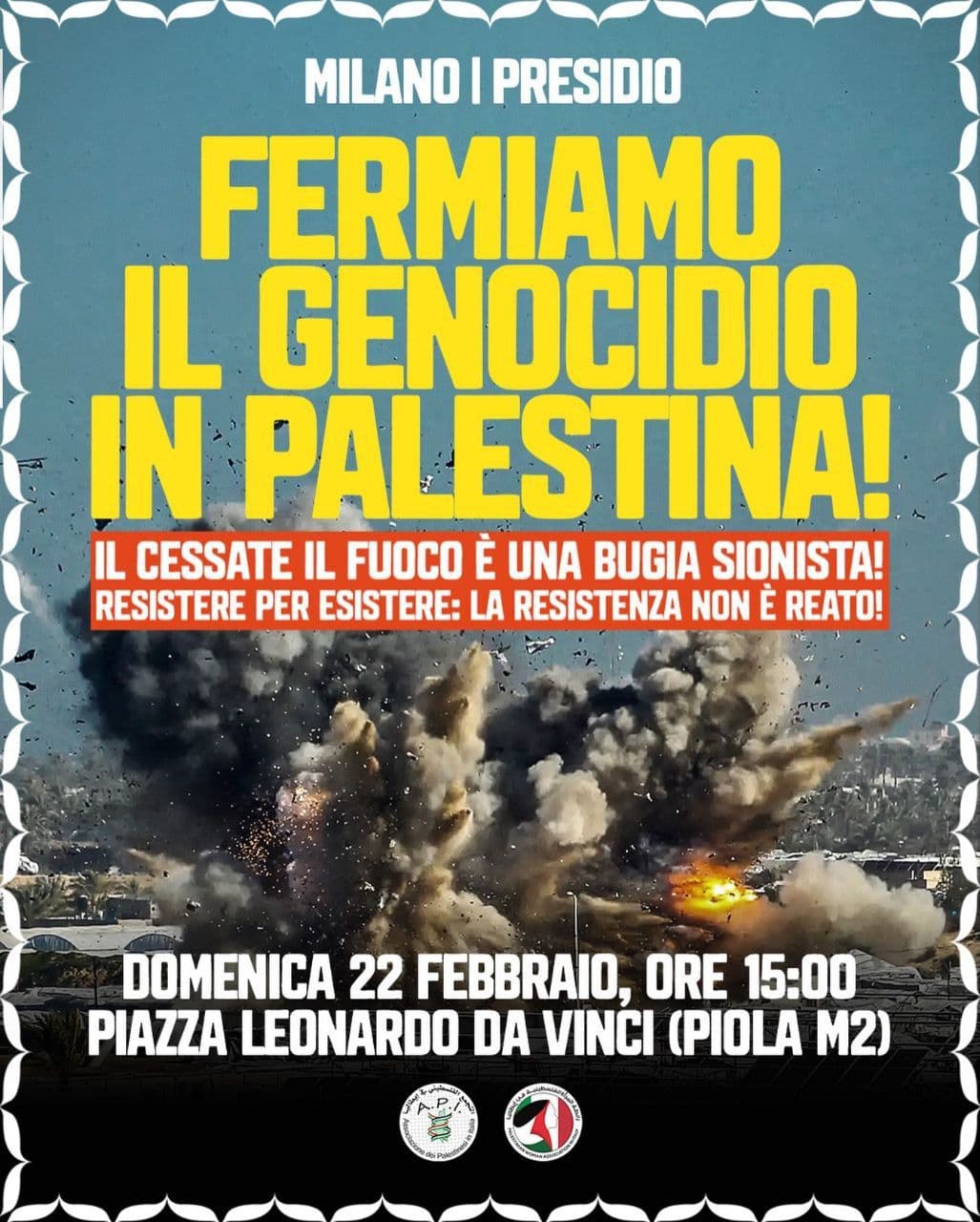 FERMIAMO IL GENOCIDIO IN PALESTINA!