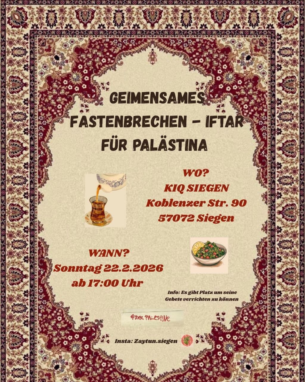 GEIMENSAMES FASTENBRECHEN - IFTAR FÜR PALÄSTINA