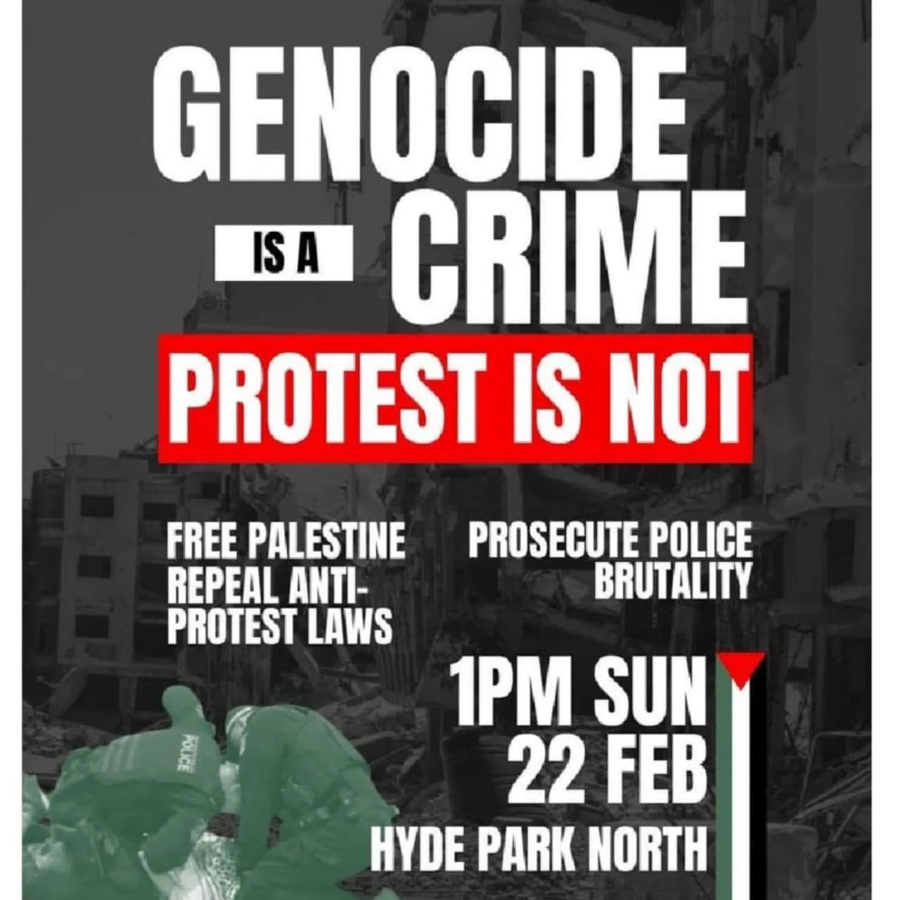 GENOCIDE IS A CRIME PROTEST IS NOT