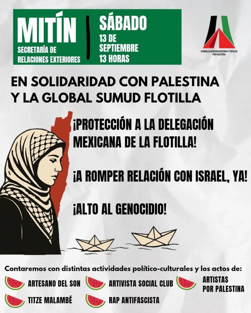 EN SOLIDARIDAD CON PALESTINA Y LA GLOBAL SUMUD FLOTILLA