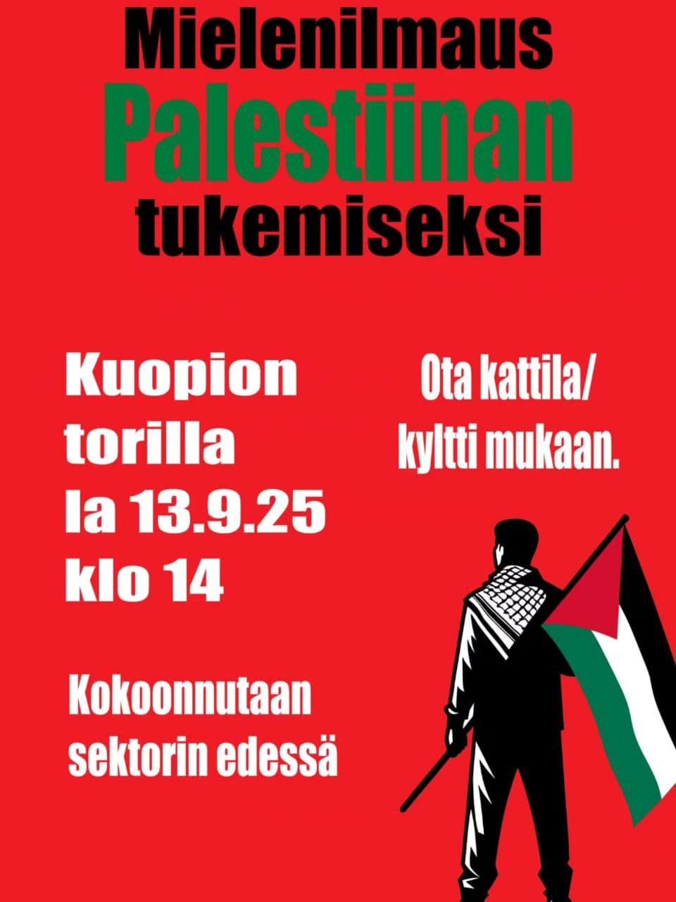 Mielenilmaus Palestiinan puolesta Kuopiossa