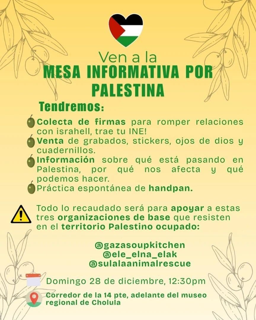 Ven a la MESA INFORMATIVA POR PALESTINA