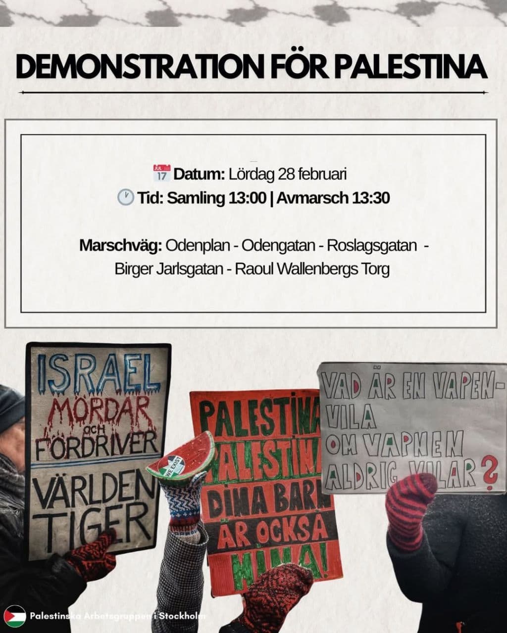 DEMONSTRATION FÖR PALESTINA