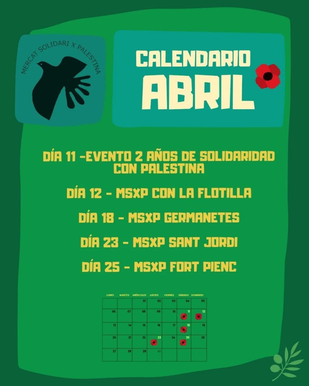 CALENDARIO ABRIL / 25 April