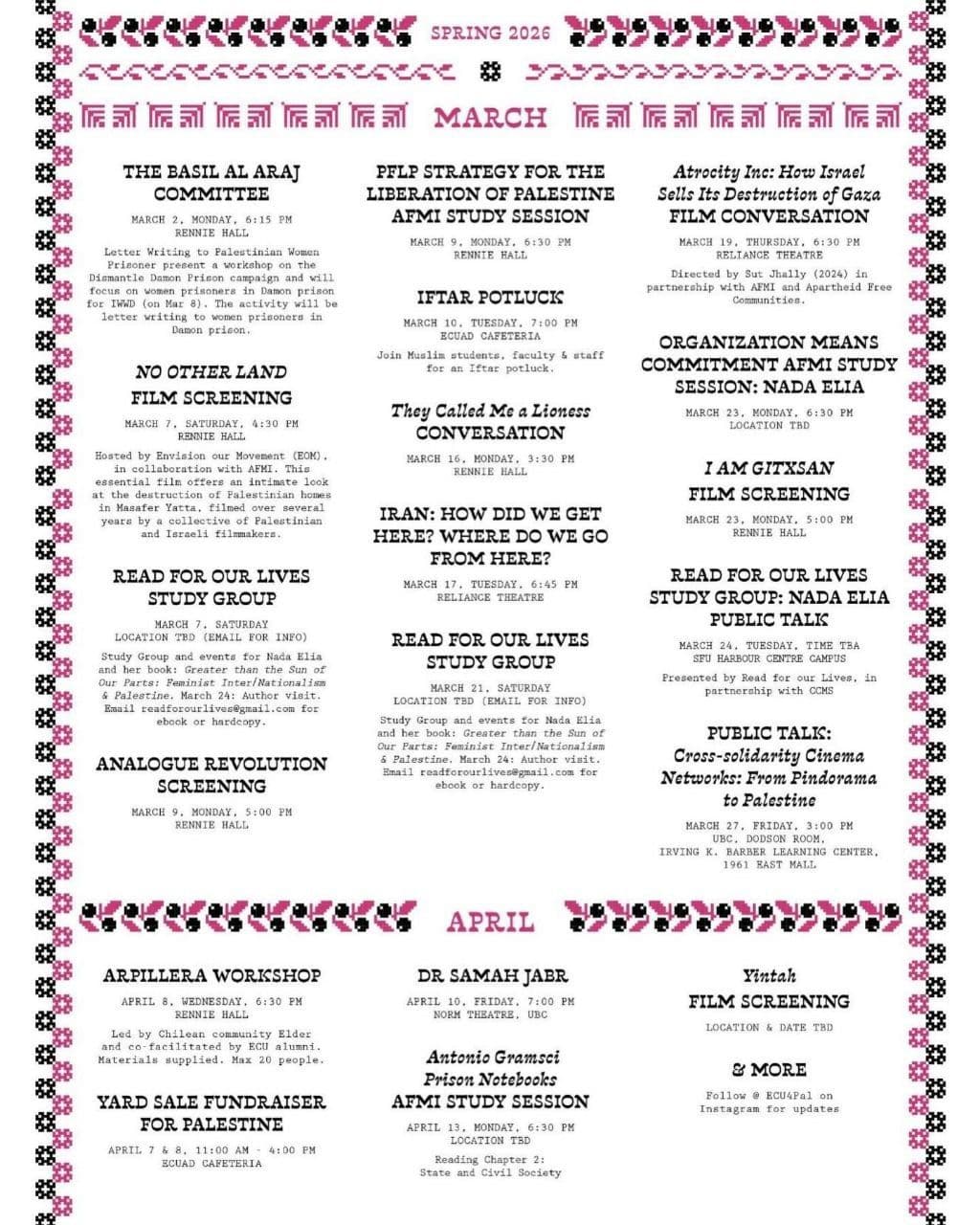 APARTHEID AWARENESS MONTH CALENDAR at ECUAD!
